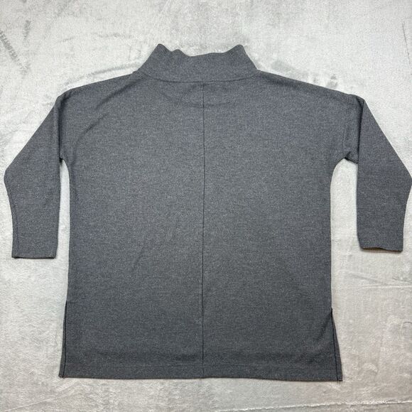 Anthropologie Sweater Women’s Large Gray Mock Neck Pullover Knit Boho Preppy - Picture 2 of 7